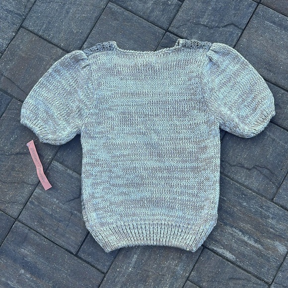 Vintage Handknit Ramie Blend Short Sleeve Sweater Women Medium Casual NWT - Picture 6 of 7